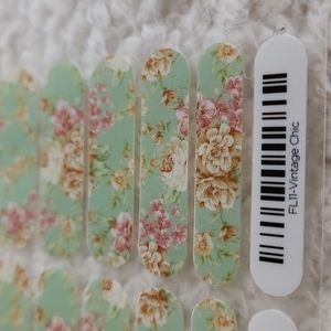 Jamberry nail wraps, Vintage Chic, full sheet pastel green floral pink tan